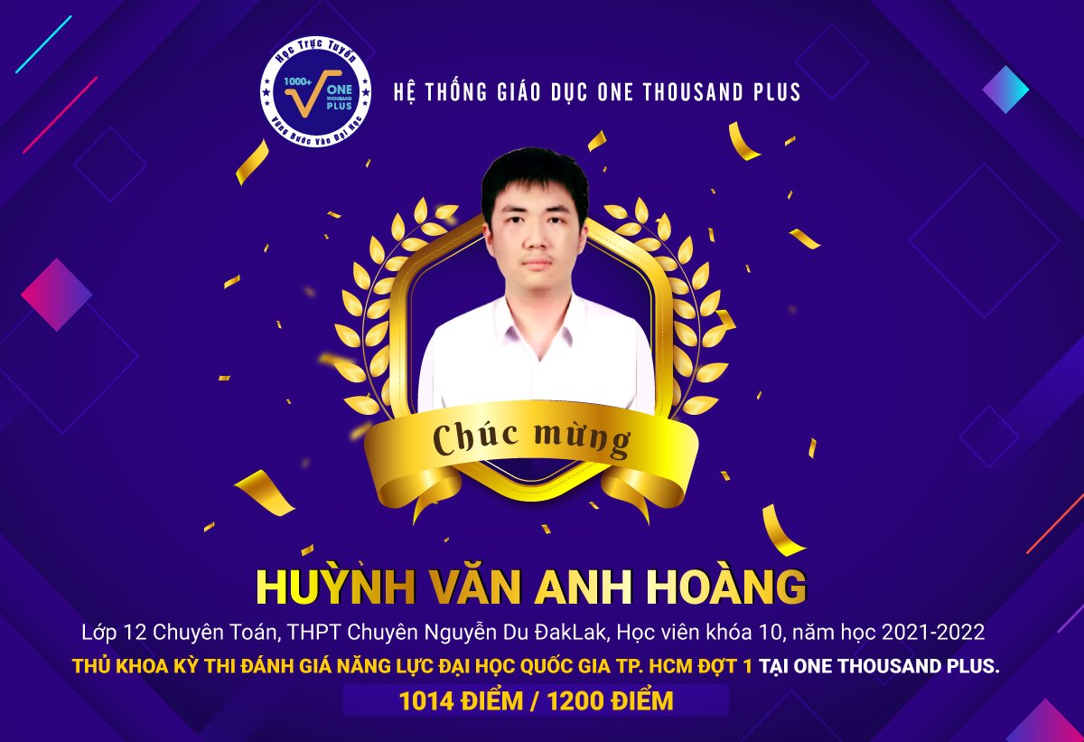 TÂN THỦ KHOA CỦA ONE THOUSAND PLUS