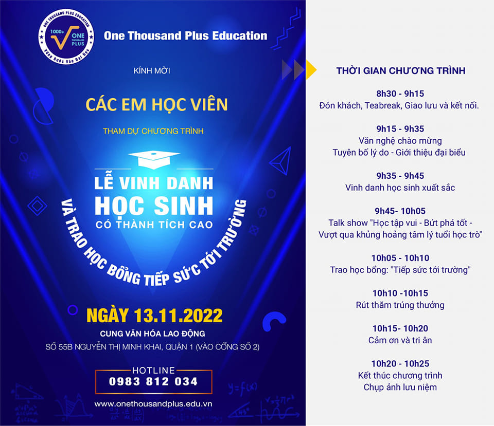 LỄ VINH DANH HỌC SINH ONE THOUSAND PLUS